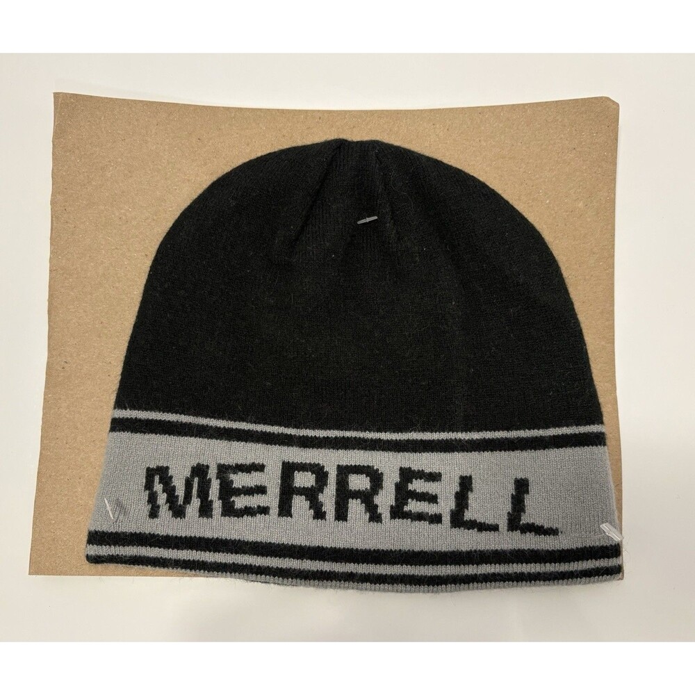 Men’s MERRELL Gray Black Beanie Hat OS Brand New
